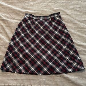 Chic Plaid A-Line Skirt 100% Wool mini skirt - Black, Red, and White womans